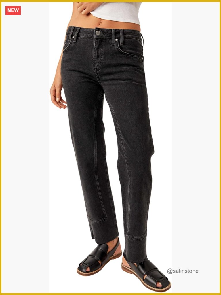 High Rise Straight Cropped Jeans Cotton Blend Stretchable 5 Pocket